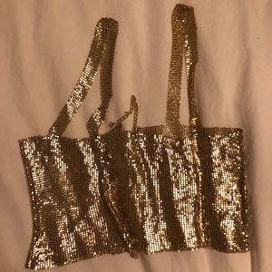 NWT Gold chain link crop tank top